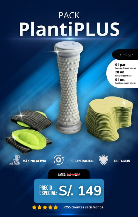 20 Parches térmicos + 01 soporte del arco plantar + 01 rodillo + Envío Gratis - Pack PlantiPlus